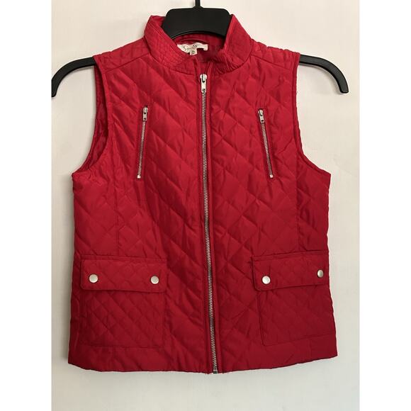 Jessica Simpson Youth Girls Red Quilted Vest Size XL (14/16) Holiday - Picture 1 of 6